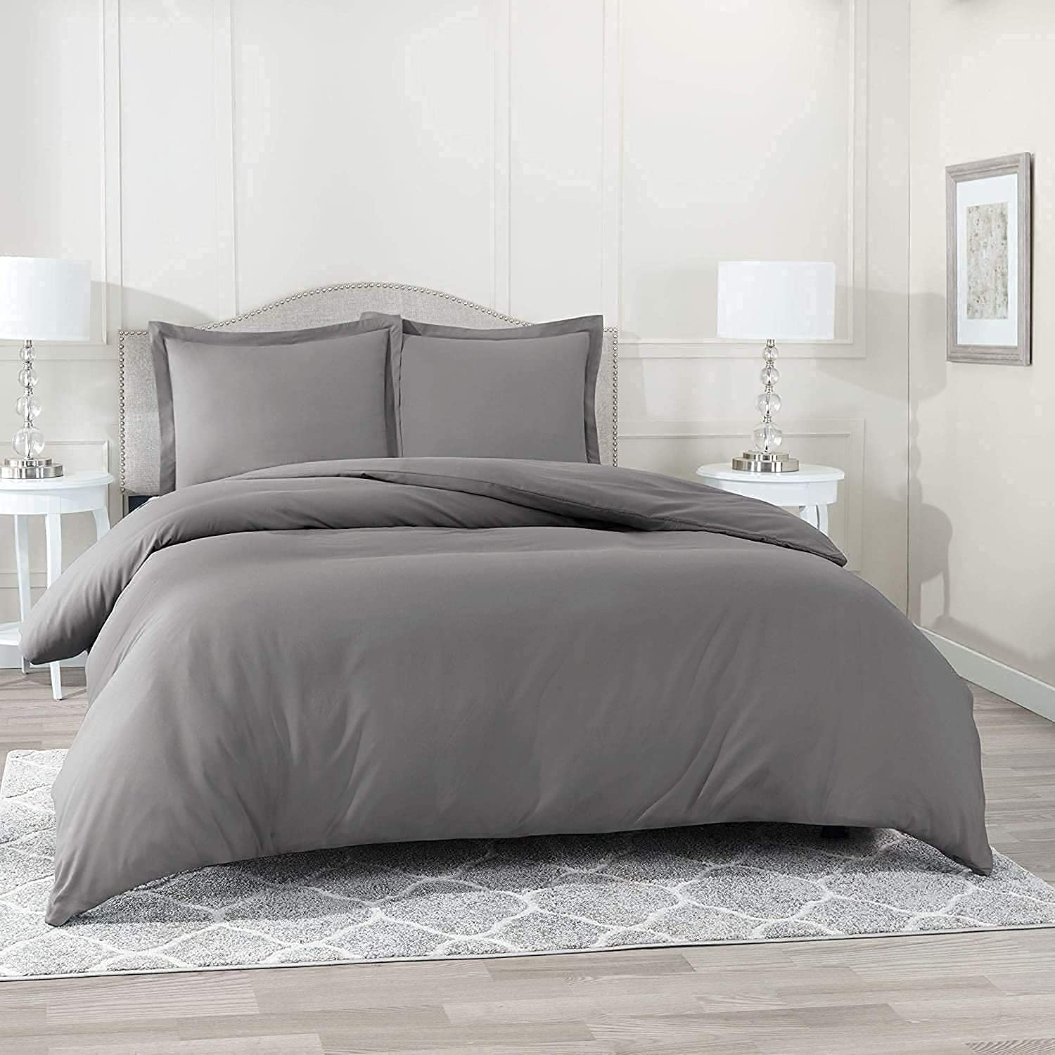 Sponsored Ad – King Size Duvet Cover Set, 1000 TC 3 Pc Quilt Cover Set, Light Grey Bedding Set, 100% Egyptian Cotton Duvet Covers, (1 Duvet Cover King Size, 2 Pillowcases), Luxury Egyptian Cotton Bedding.