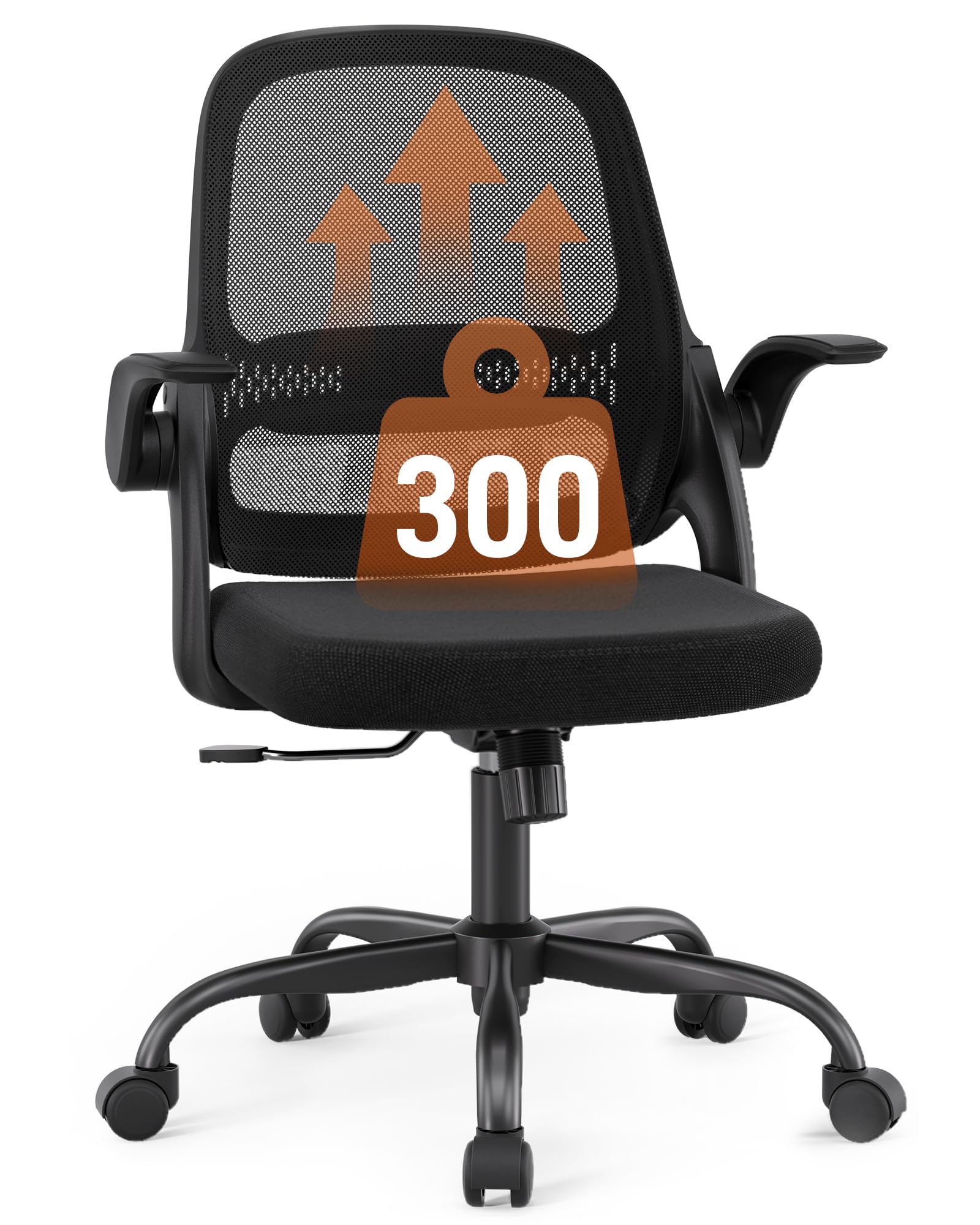 Ergonomic Mesh Office Chair with Flip-Up Arms Adjustable Height Breathable Mesh Back Thick Cushion Seat 360 Swivel Rolling