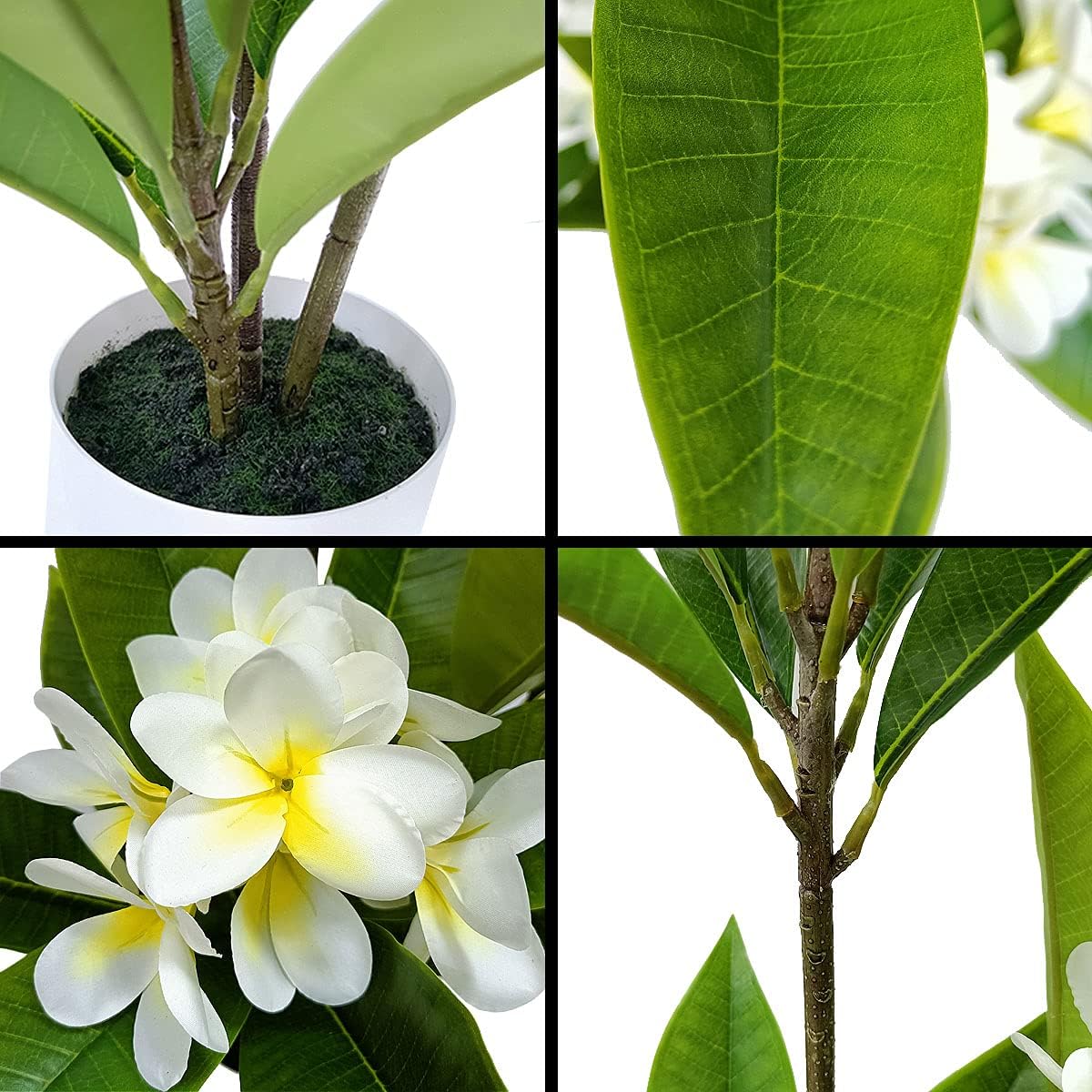 27" Plumeria Frangipani Potted Artificial Tree for Interior and Exterior décor use for Home, Office, Living Room, Kitchen, Bedroom, Balcony Decor, Indoor Outdoor Perfect Housewarming Gift.