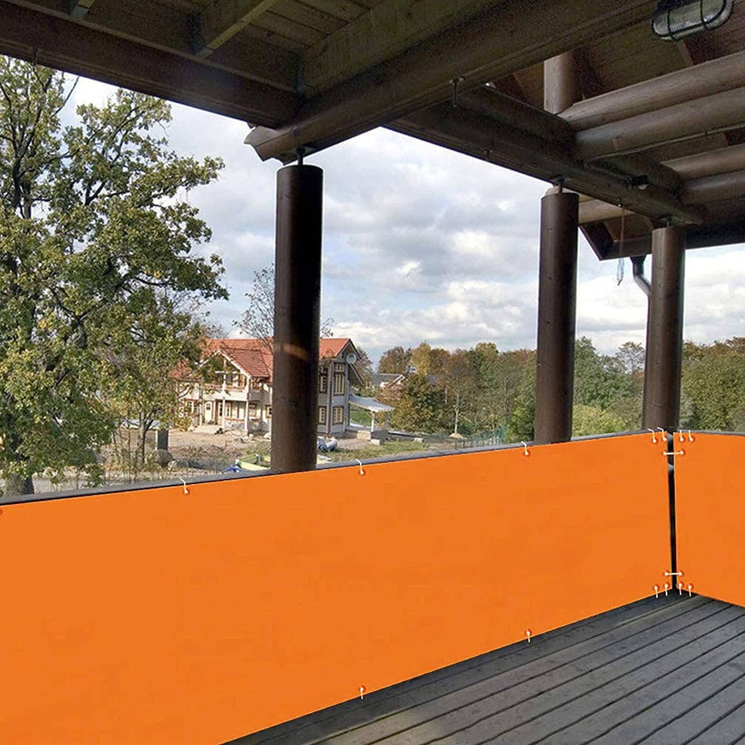 Balkon 1 x 7,5 m pomarańczowa siatka zacieniająca na balkon, taras, do ogrodu, wodoodporna, odporna na warunki atmosferyczne, łatwa pielęgnacja, idealna na boiska sportowe