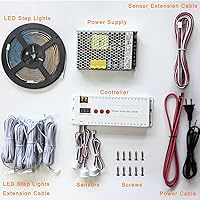 Vista 6 de Luces LED con sensor de movimiento para escaleras interiores, kit de luces inteligentes para escaleras de 12 escalones, tira de luces de 40 pulgadas