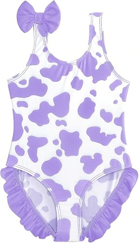 WDIRARA Traje de baño de una pieza con estampado de vaca para niña