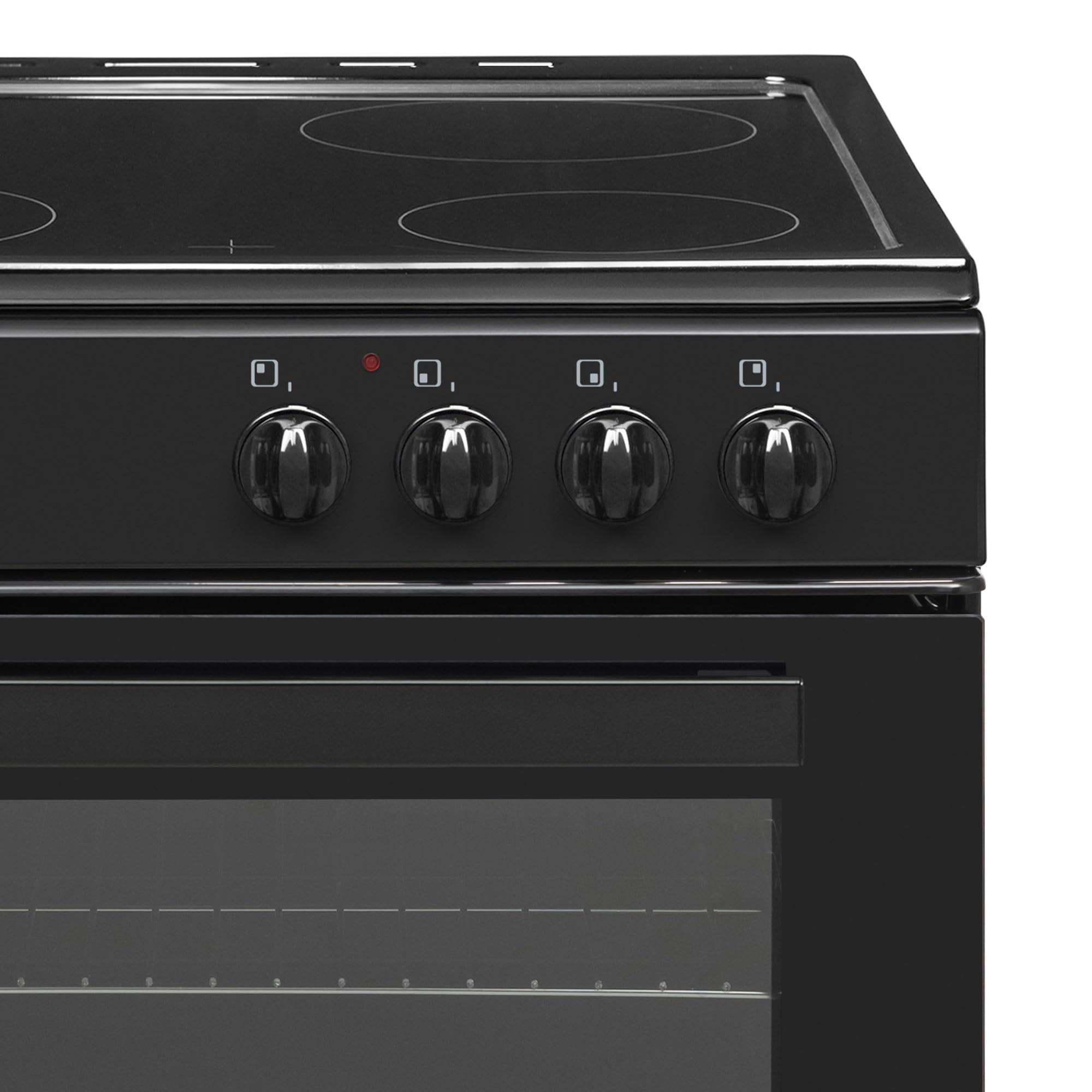 Statesman EDC60B Fan Assisted Double Oven Electric Cooker, 4 Zone Ceramic Hob, 60cm Wide, Black — view 3
