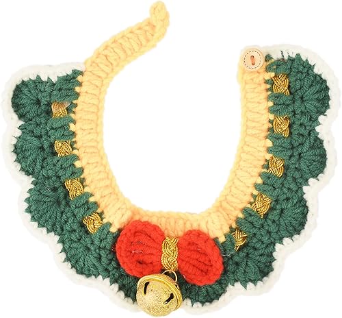 Miniatura 9 de Lindo collar de gato hecho a mano de ganchillo babero para gato y perro, adorable colección de disfraces de mascotas ajustable para gatito,
