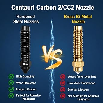 2-Pack 0.4mm Hardened Steel Ceramic Hotend Kit for Elegoo Centauri Carbon 2 (CC2), Upgrade 2.0 All-Metal Print Head for 3D Printer