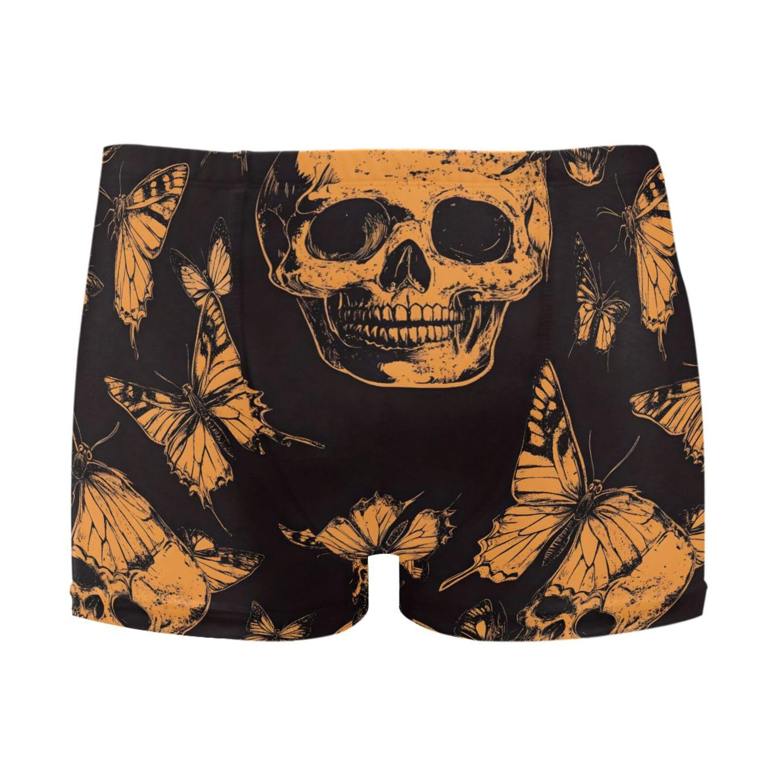 UMIRIKO Gothic Skull Orange Butterfly Mens Swim Trunks Swimwear Bathing Suit Swim Brief Square Leg Board Short S-3XL 202b8502