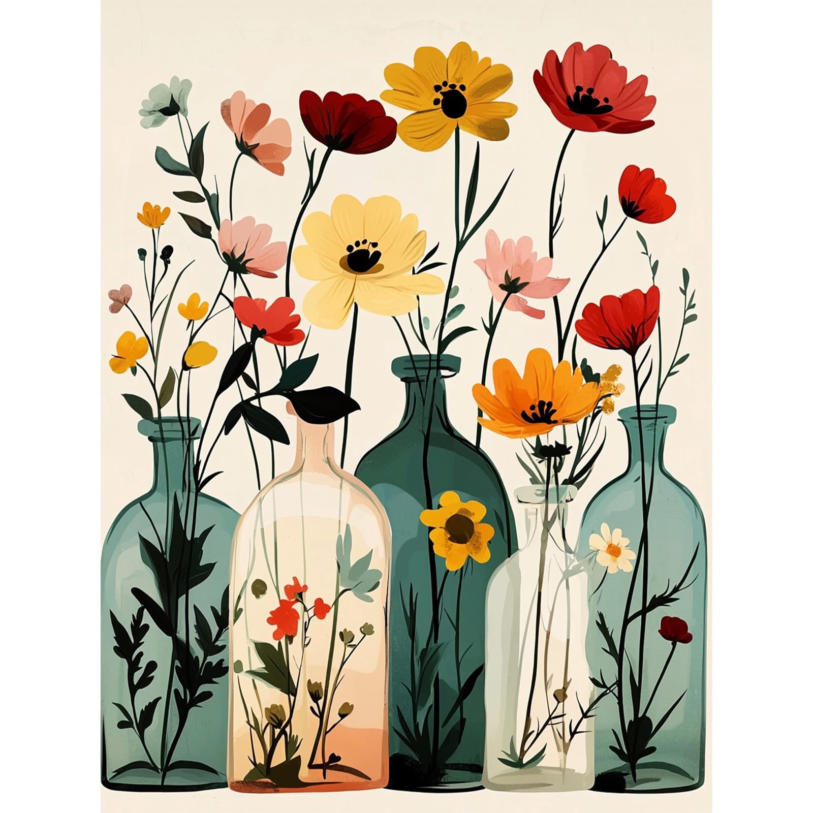QENSPE Paint by Numbers for Adults - 12x16 Inch Vase Paint by Numbers Canvas Kits for Students Beginner Without Frame, Daisies Acrylic Oil Painting DIY Craft for Gift Home Wall Decor — image 1