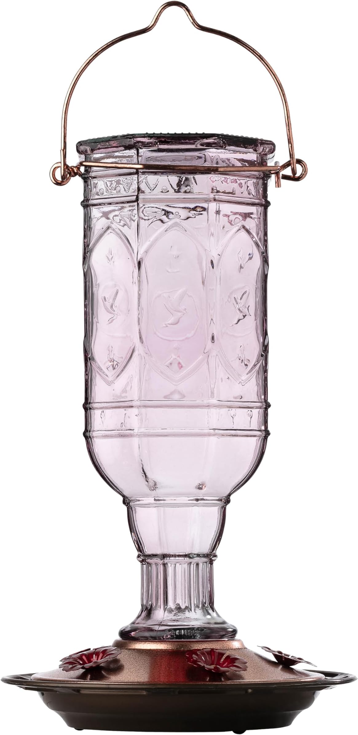 More Birds Amethyst Jewel Hummingbird Feeder, Glass Hummingbird Feeders for Outdoors, 5 Feeding Stations, 20 Ounces