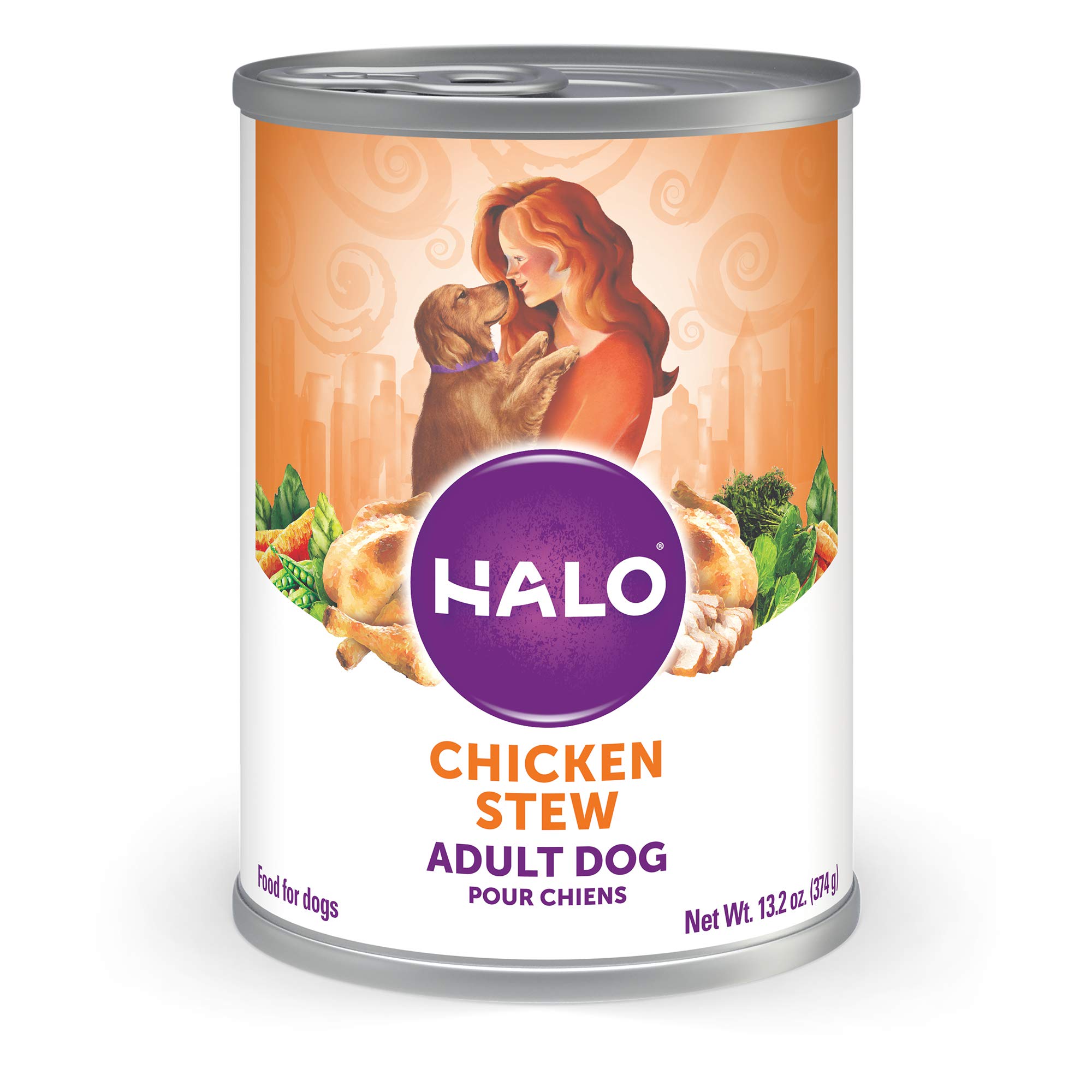 Halo Healthy Grains Adult Dog Wet Food, Chicken Recipe in Broth, 13.2 oz, Case of 6