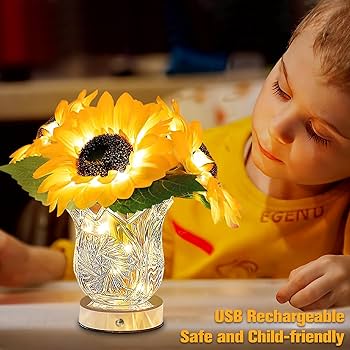 卓上の花 Amazon.co.jp : GOUTOOL フラワーデスクランプ ひまわり USB充電