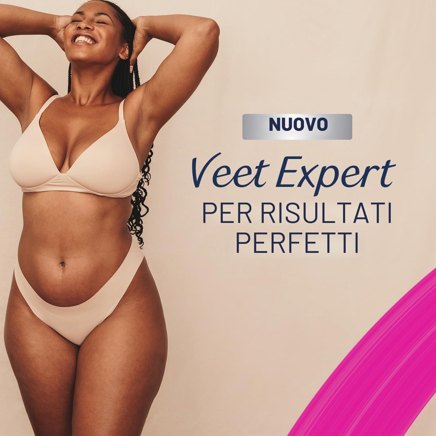 Veet Expert - 40 strisce di cera fredda per corpo e gambe, per pelli sensibili, finitura perfetta, per depilazione a lunga durata