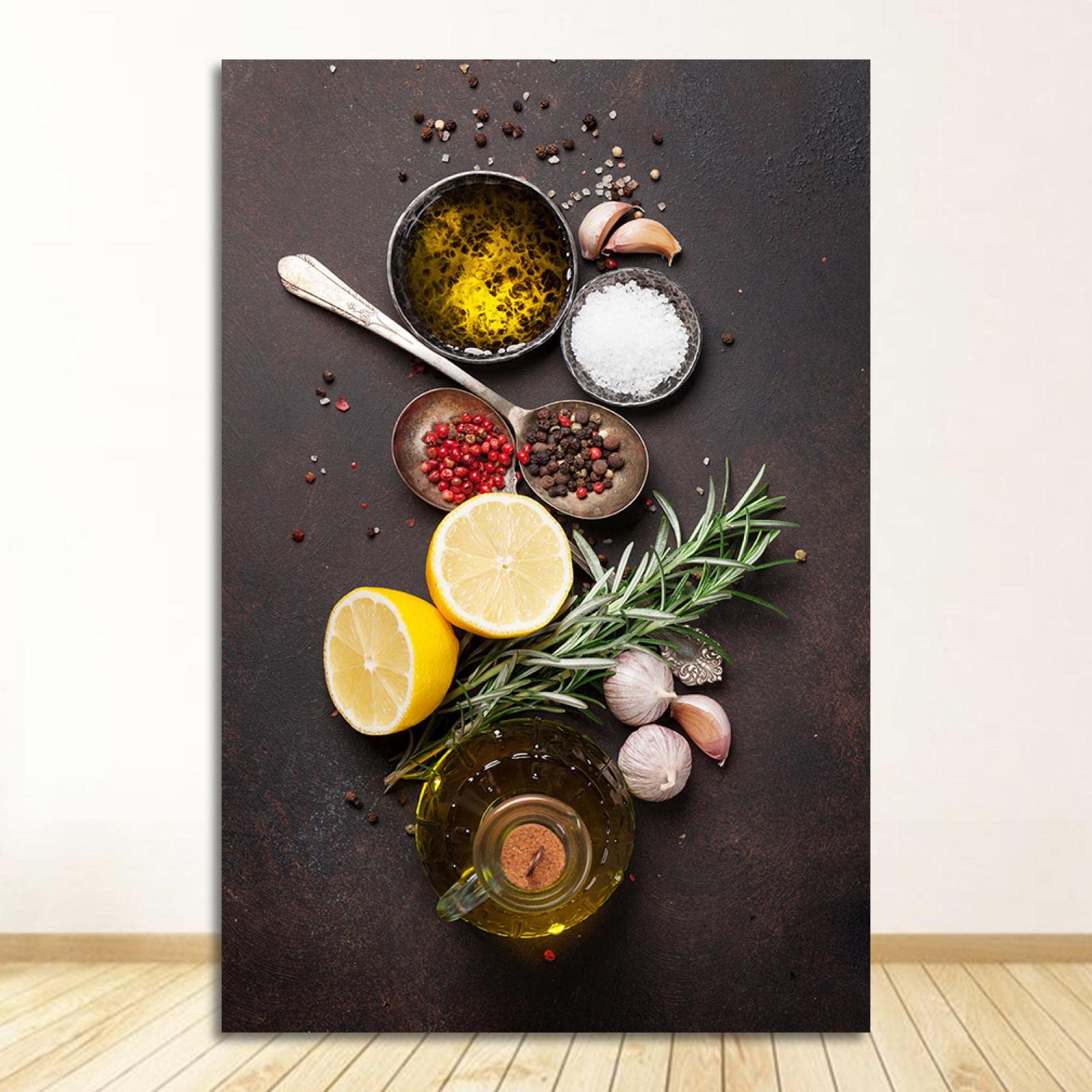 Obraz na płótnie motyw kuchenny mieszanka ziół i przypraw plakaty i wydruki sztuka ścienna obrazy do restauracji sklepu dekoracja 80 x 112 cm x 3 szt. bez ramy