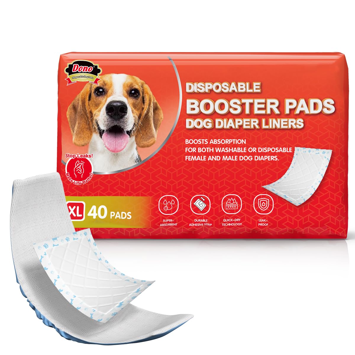 Dono Dog Nappies Liners, 40 Pcs Dog Diaper Liners for Male Female Dogs Nappy Pad, Puppy Pads Disposable