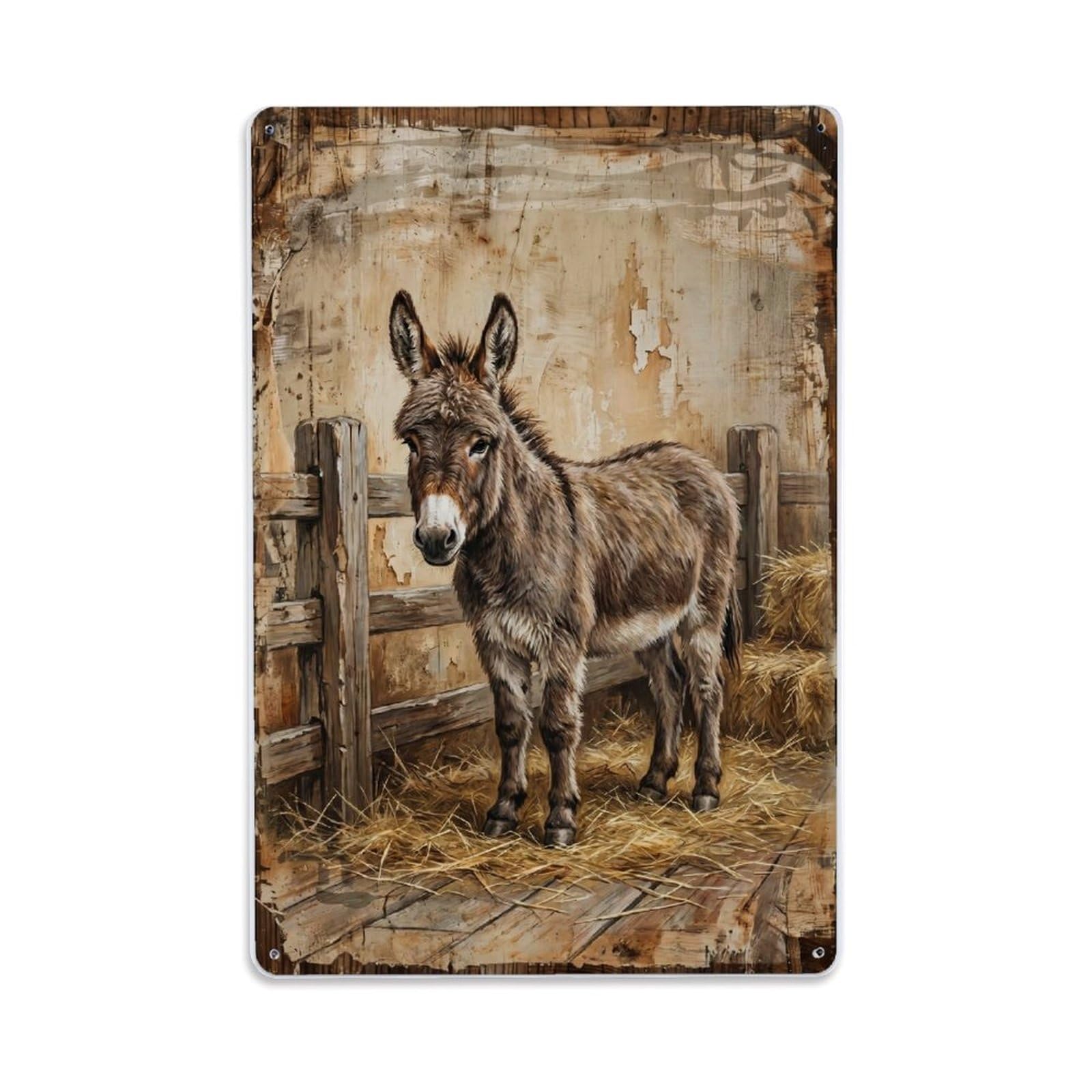 Miniature Donkey Farm Small Animal Barn Metal Tin Sign Plaque Wall Decor for Cafe, Club Bar, Office, Home Garden Metal Poster 8x12Inch