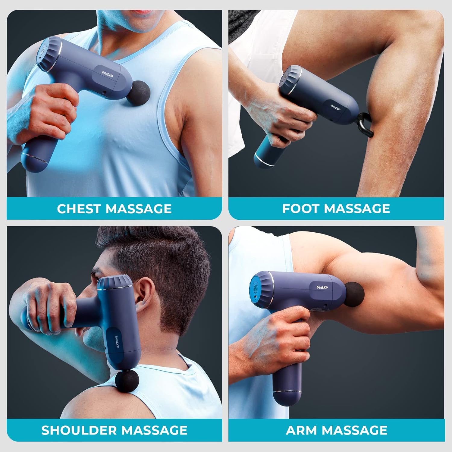 beatXP Bolt Deep Tissue Massage Gun | Percussion Muscle Massager for Full Body Pain Relief of Neck, Shoulder, Back, Foot for Men & Women Up to 1 Year Warranty by beatXP (Royal Blue) beatXP Bolt Deep Tissue Massage Gun | Percussion Muscle Massager for Full Body Pain Relief of Neck, Shoulder, Back, Foot for Men & Women Up to 1 Year Warranty by beatXP (Royal Blue)