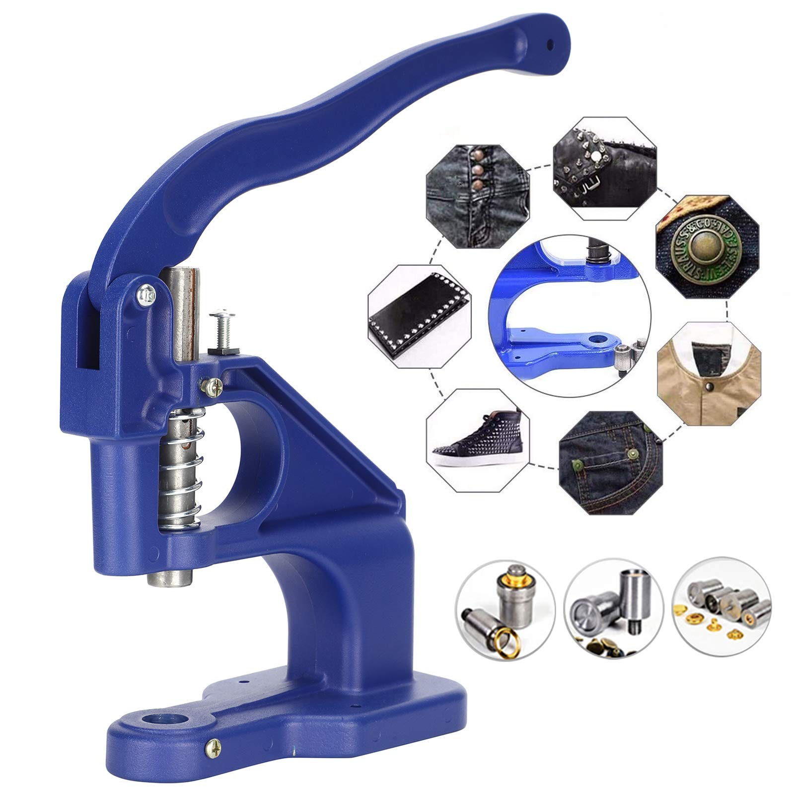 Seacanl Pressa Manuale in Alluminio, utensile per Occhielli, Comodi Pulsanti Multifunzione a Forma di I per Bottoni a Rivetto Pulsanti a Cinque Griffe Domestici