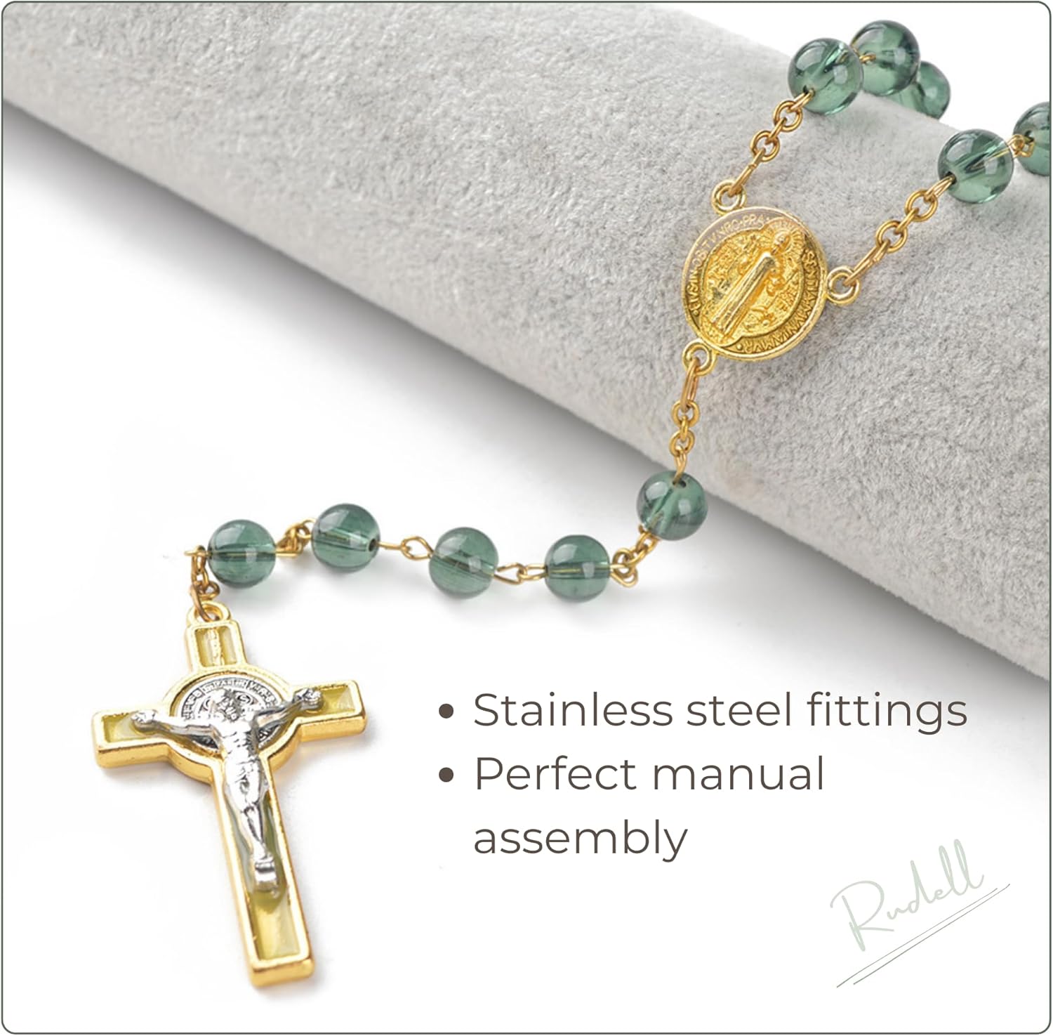 RUDELL Catholic Necklace – Rosary Beads with Saint Benedict Cross, Prayer Cross Necklace for Women and Men, Religious Gift - Image 6