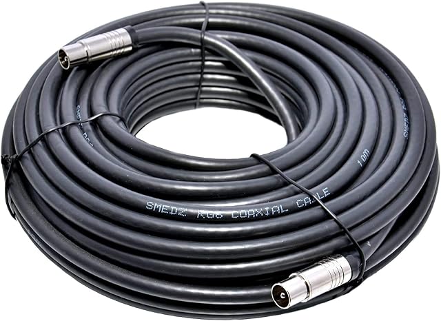 MAST DIGITAL YCAB01J/1 Smedz 15 m TV Aerial Cable Extension Kit with Premium Fitted Compression IEC Male to Male Connectors - Black
