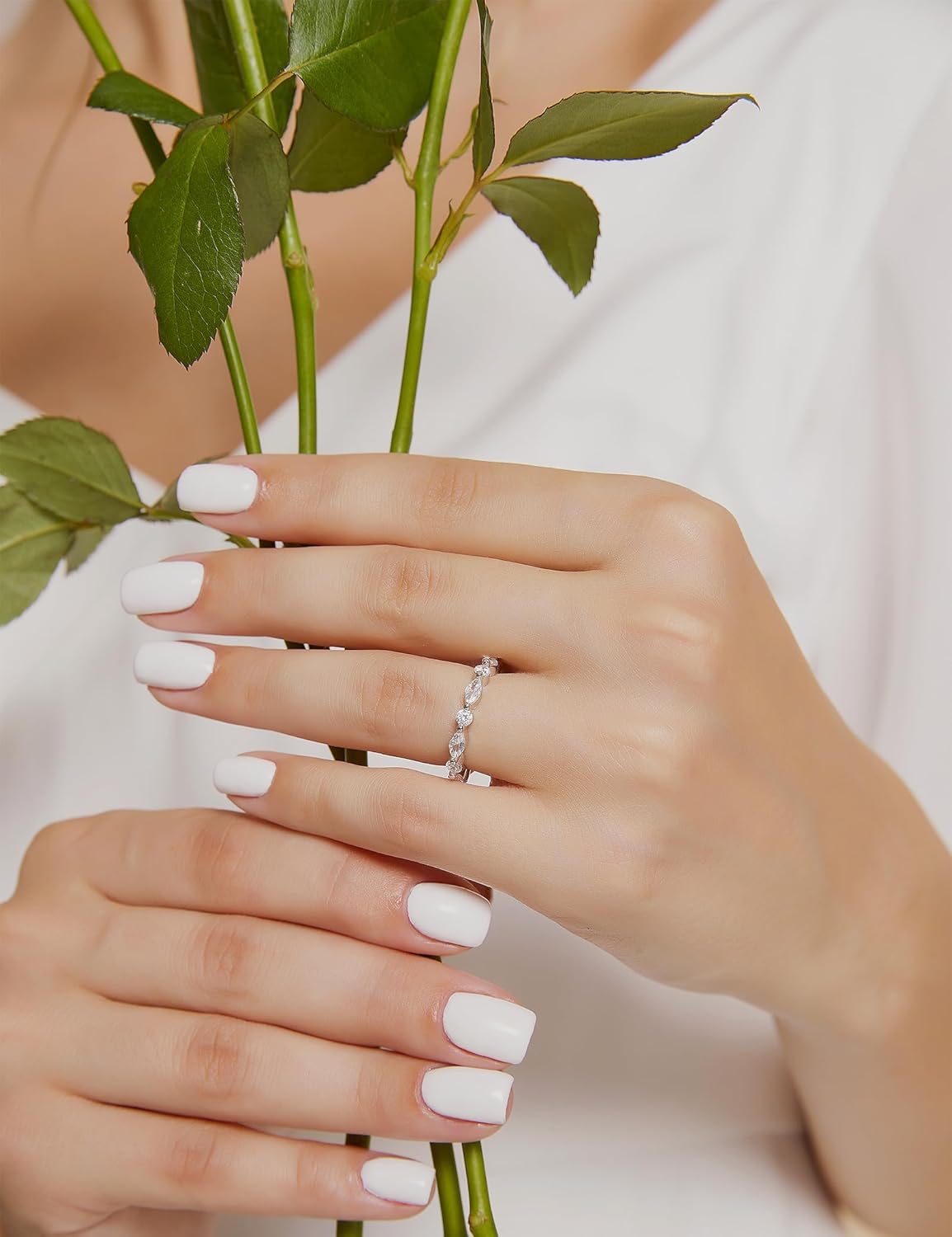 EAMTI 2mm 925 Sterling Silver Wedding Band Cubic Zirconia Full Eternity Stackable Engagement Ring Size 3-13 - Image 4