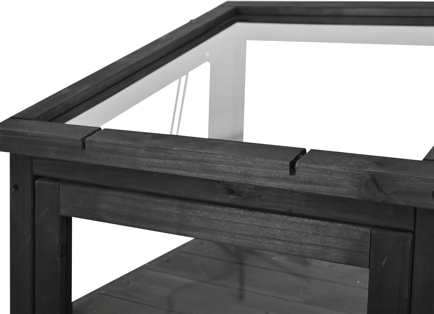 62.4-inch Height Wood Garden Greenhouse Balcony Portable Mini Cold Frame with Movable Storage Box and Adjustable Shelves(Black)