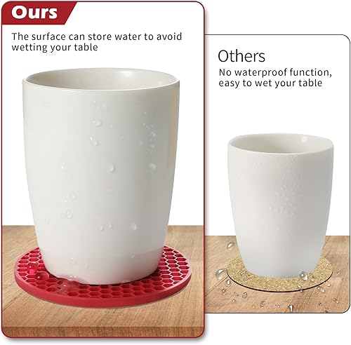 Miniatura 7 de Juego de 12 posavasos de silicona con soporte, posavasos para bebidas, cerveza, café, adecuados para tipos de tazas, calientes o fríos,