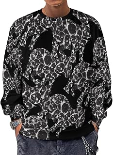 Capybara Skull Men's Crewneck Sweatshirt Long Sleeve Casual Pullover Sweater T-shirt Lightweight Tops