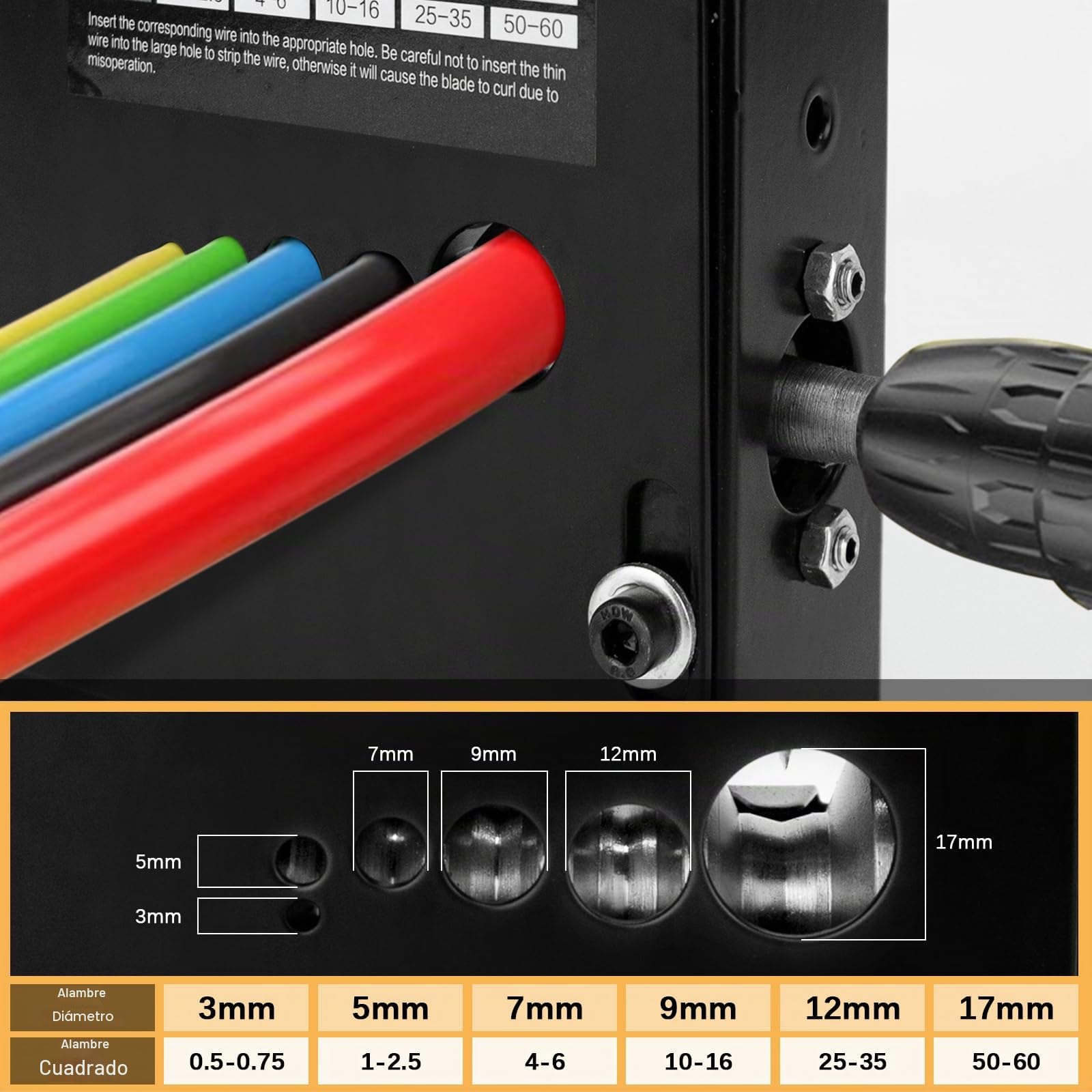 Máquina Pelacables Para Cobre 3-17mm, Manual O Con Taladro | Peladora De Cables Profesional Con Manivela, 5 Cuchillas Y 6 Orificios Para Reciclar Chatarra De Cobre