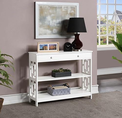 Miniatura 2 de Convenience Concepts Town Square - Mesa consola con 1 cajón, color blanco