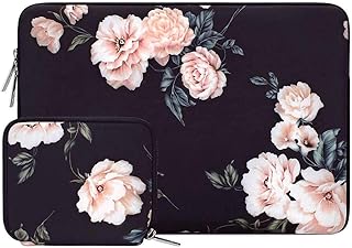 MOSISO Laptop Sleeve Compatible with MacBook Air 13 inch M2 A2681 M1 A2337 A2179 A1932 2023-2018/Pro 13 inch M2 M1 A2338 A2251 A2289 A2159 A1989 A1706 A1708,Neoprene Camellia Bag Cover with Small Case