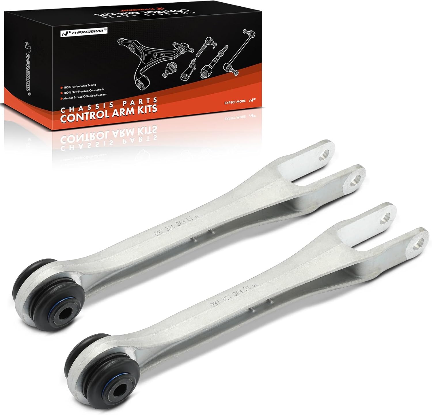 A-Premium 2 x Rear Forward Lower Control Arm, with Bushing, Compatible with Porsche 911 2005-2013