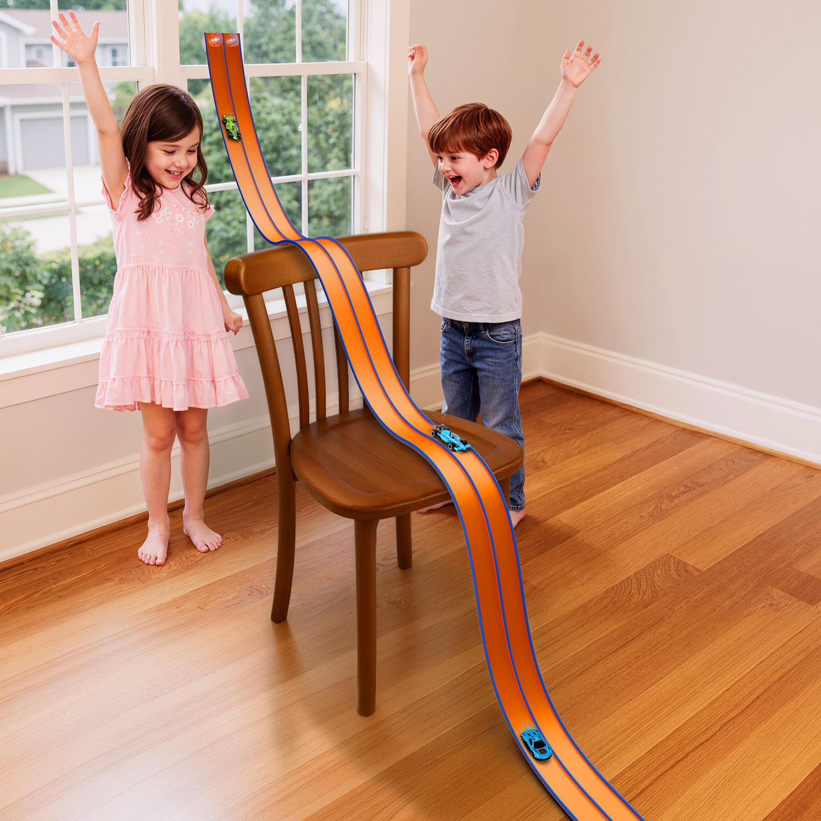Hot Bee Race Car Track Flexible Race Track for Kids, 4.5m Toy Car Ramp Rolls up Dual Racetrack, Toys for 3 4 5 6 7 8 Year Old, Boys Birthday Gift, Racing Tracks — image 1