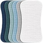 Konssy Muslin Baby Burp Cloths Sets for Unisex- 6 Pack Large 100% Cotton Burping Clothes for Newborn, Baby Girls and Boys