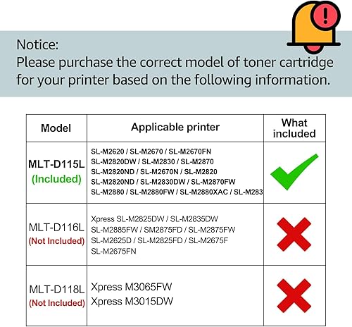 Miniatura 3 de greencycle Paquete de 4 cartuchos de tóner negro MLT-D115L D115L de alto rendimiento compatibles con Samsung Xpress SL-M2830DW SL-M2880FW SL-M2670