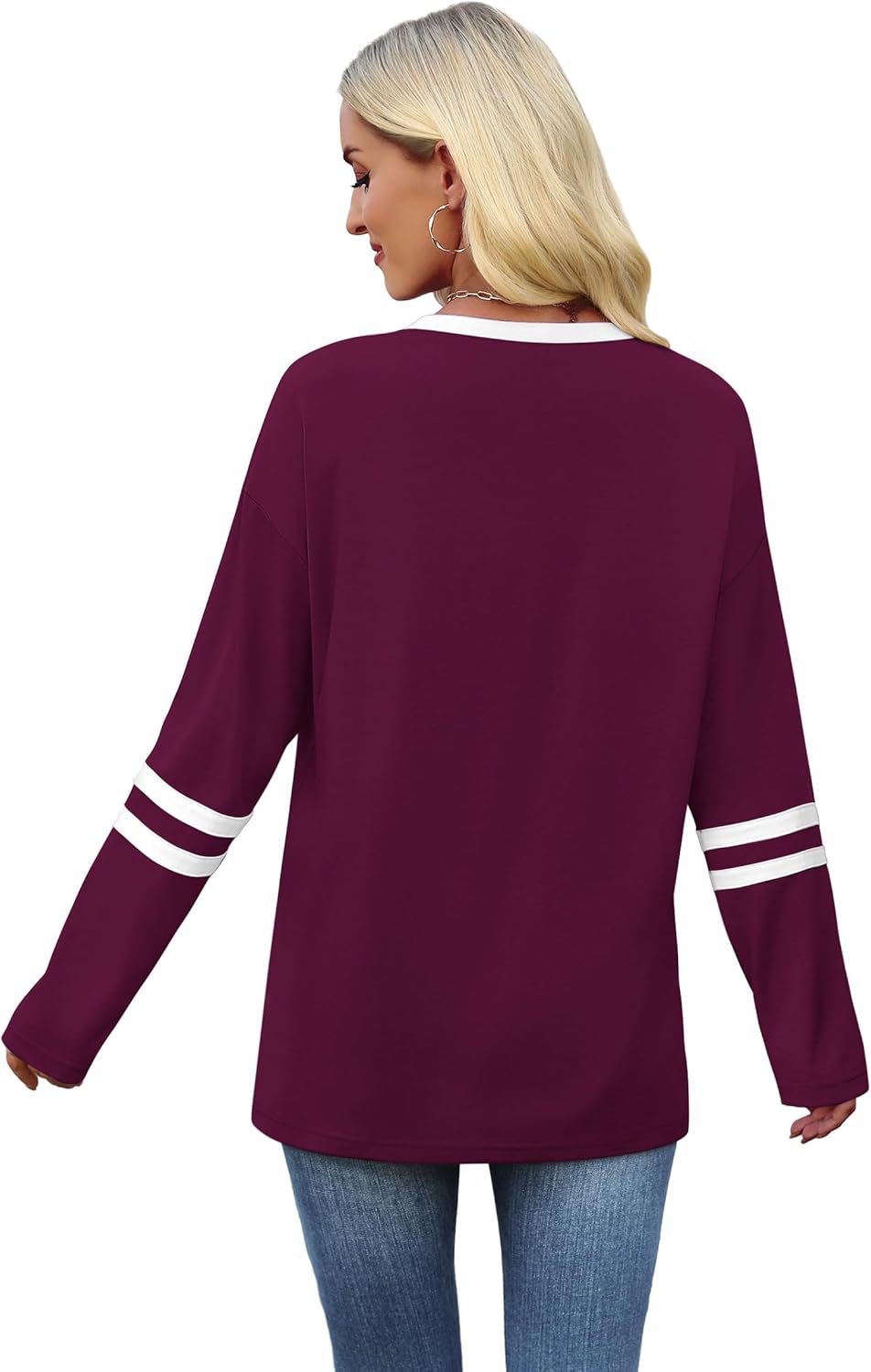 Sampeel Long Sleeve Shirts for Women Color Block Casual Tops Fall Outfits 2026 Basic Tees Trendy Spring Clothes - Image 4