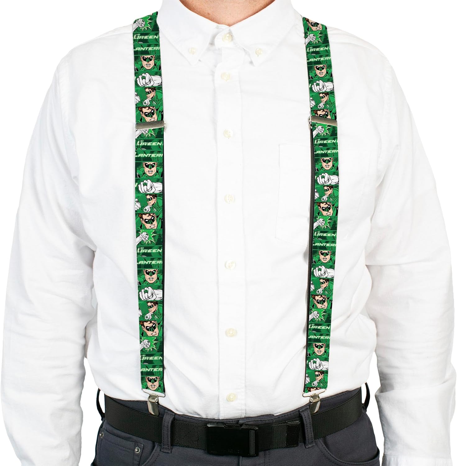 Buckle-Down Suspenders - Green Lantern Green Glow W/text Accessory