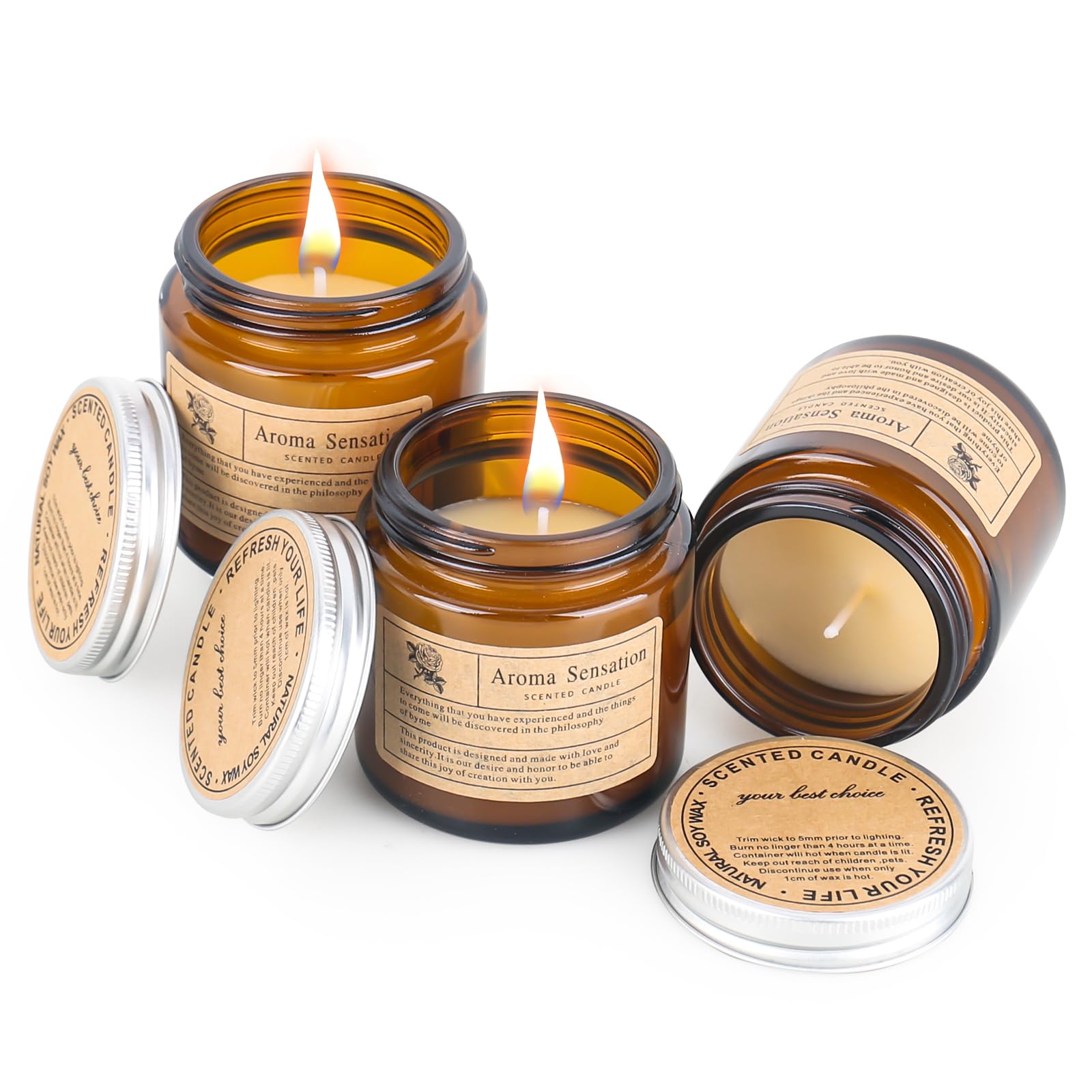 Scented Candles 3 pcs Natural Soy Wax Aromatherapy Candle Gift Set for Women,Sleep Candles Gifts for Women Bath Yoga Men Birthday Gifts Valentine's Day, Anniversary, Mother's Day