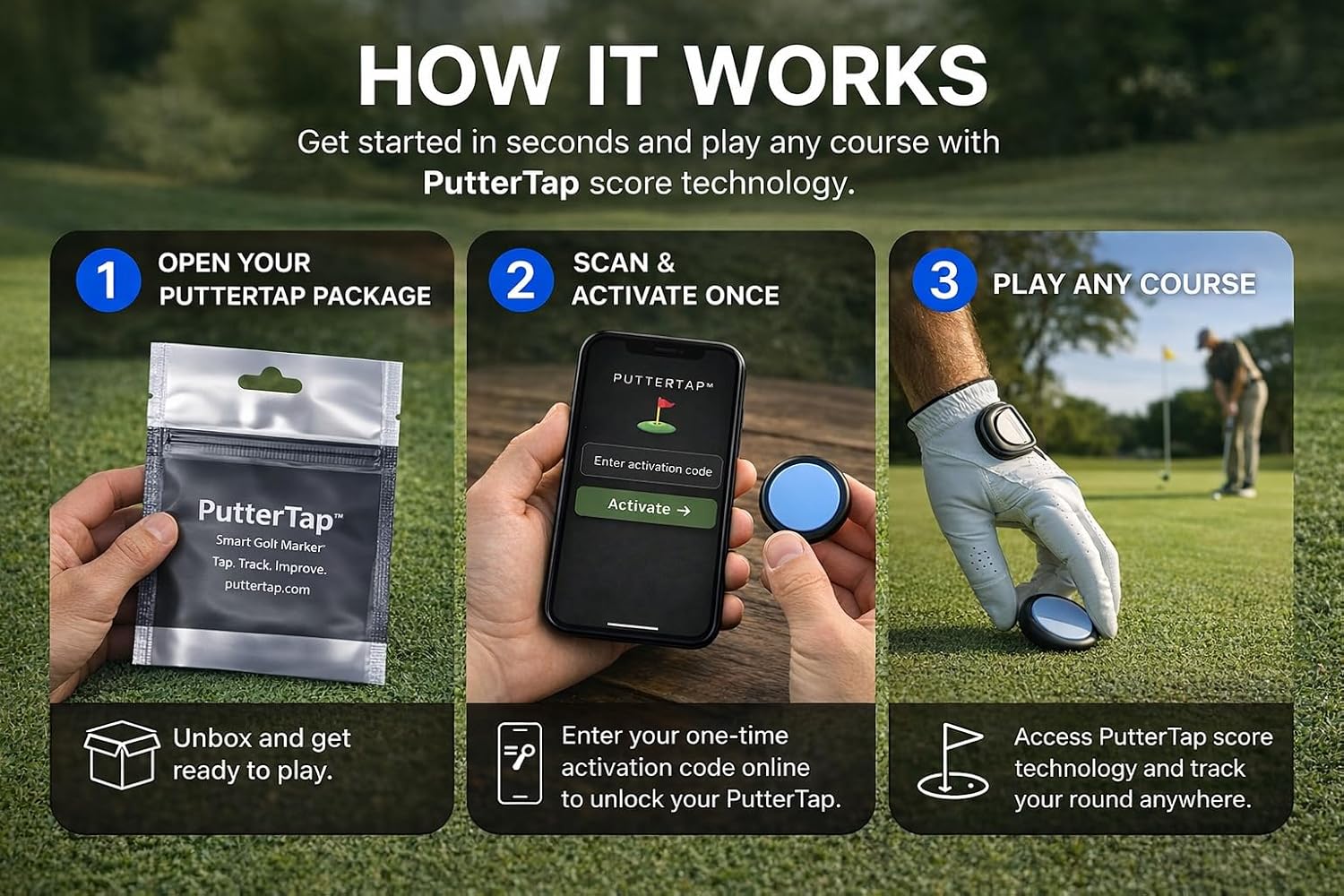 Smart Golf Ball Marker with Built-in Tap-to-Track Chip – No App, No Scorecard – Works with iPhone & Android