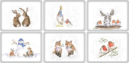 Pimpernel Wrendale Designs Christmas Placemats | Set of 6 | Heat Resistant Mats 