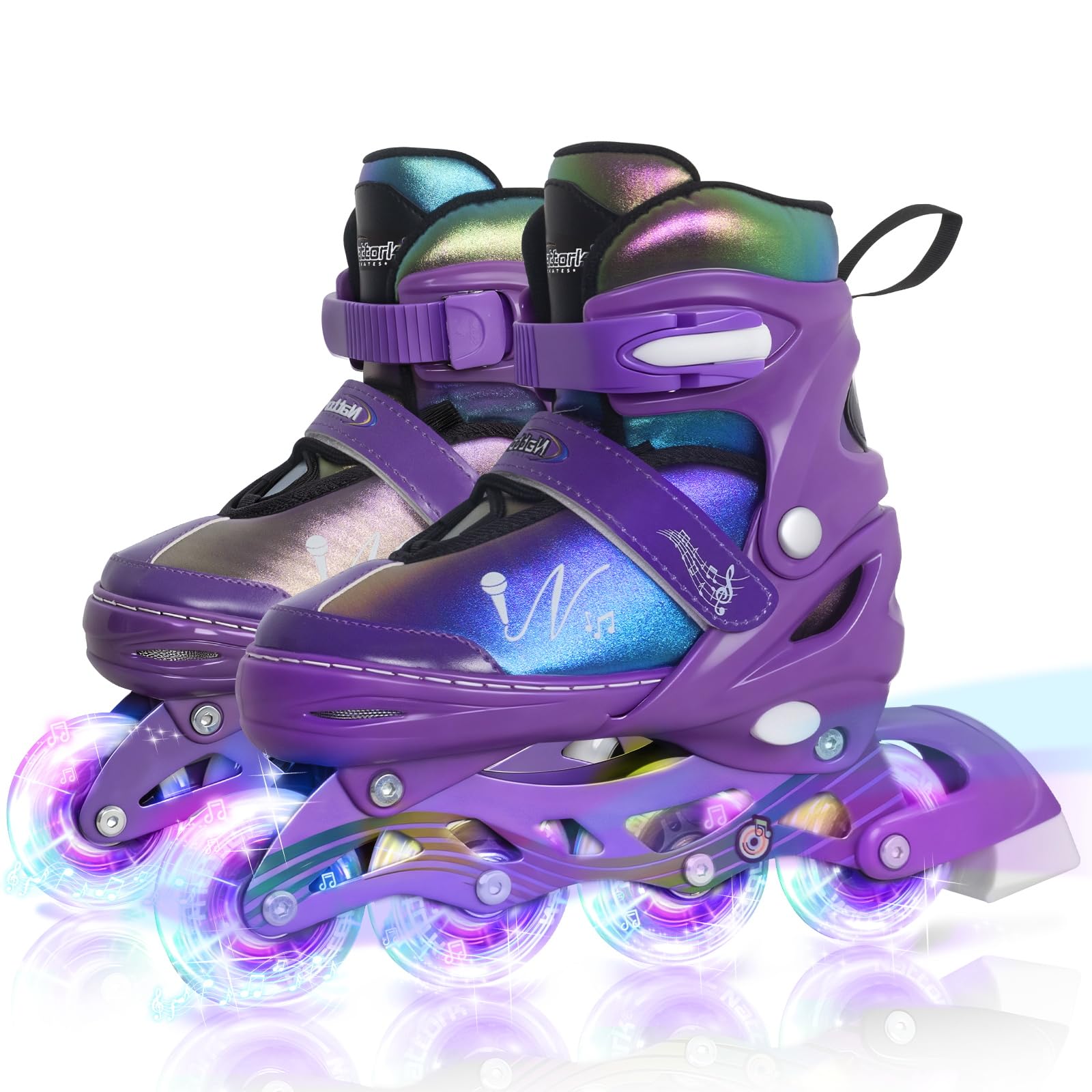 Nattork Adjustable Inline Skates for Kids Teens with Light-Up Wheels, Gradient Color Smooth Glide