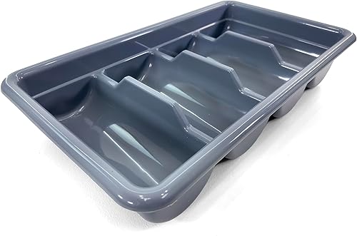 Miniatura 6 de Cubertería | Cubertería de plástico con 4 compartimentos | Caja de cubiertos comercial gris | Plástico de polipropileno.