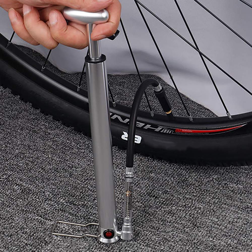 Przenośna pompka podłogowa do roweru pedał nożny przenośny nadmuchiwana rurka mała aluminiowa rower sprzęt do jazdy lekka uniwersalna pompka rowerowa (kolor: Srebrny, rozmiar: 285 mm)