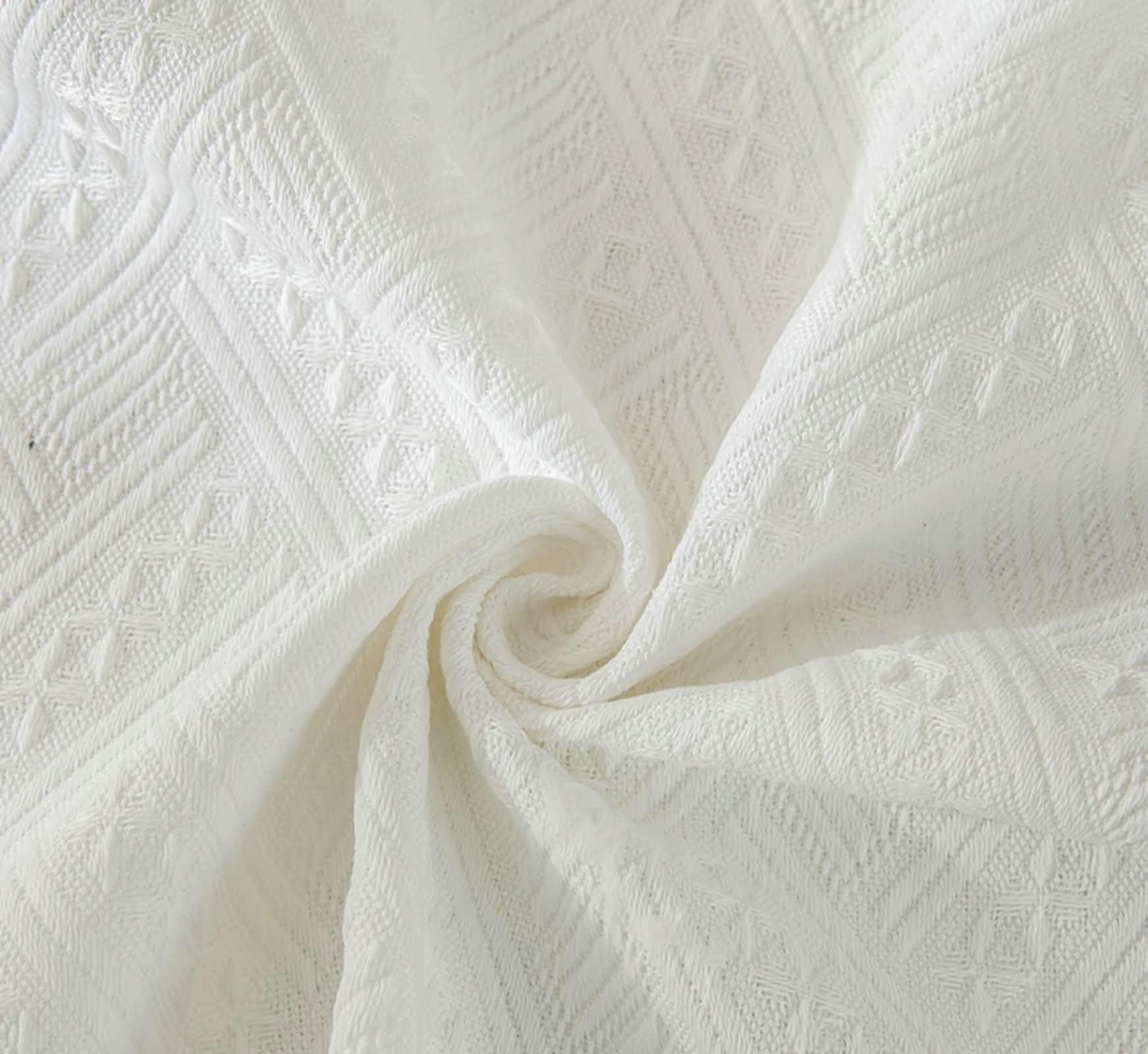 Tovaglia da Tavola 90 x 240cm, Tovaglia Rettangolare Lavabile Bianco Motivo Rombi con Nappe Tovaglia da Tavola