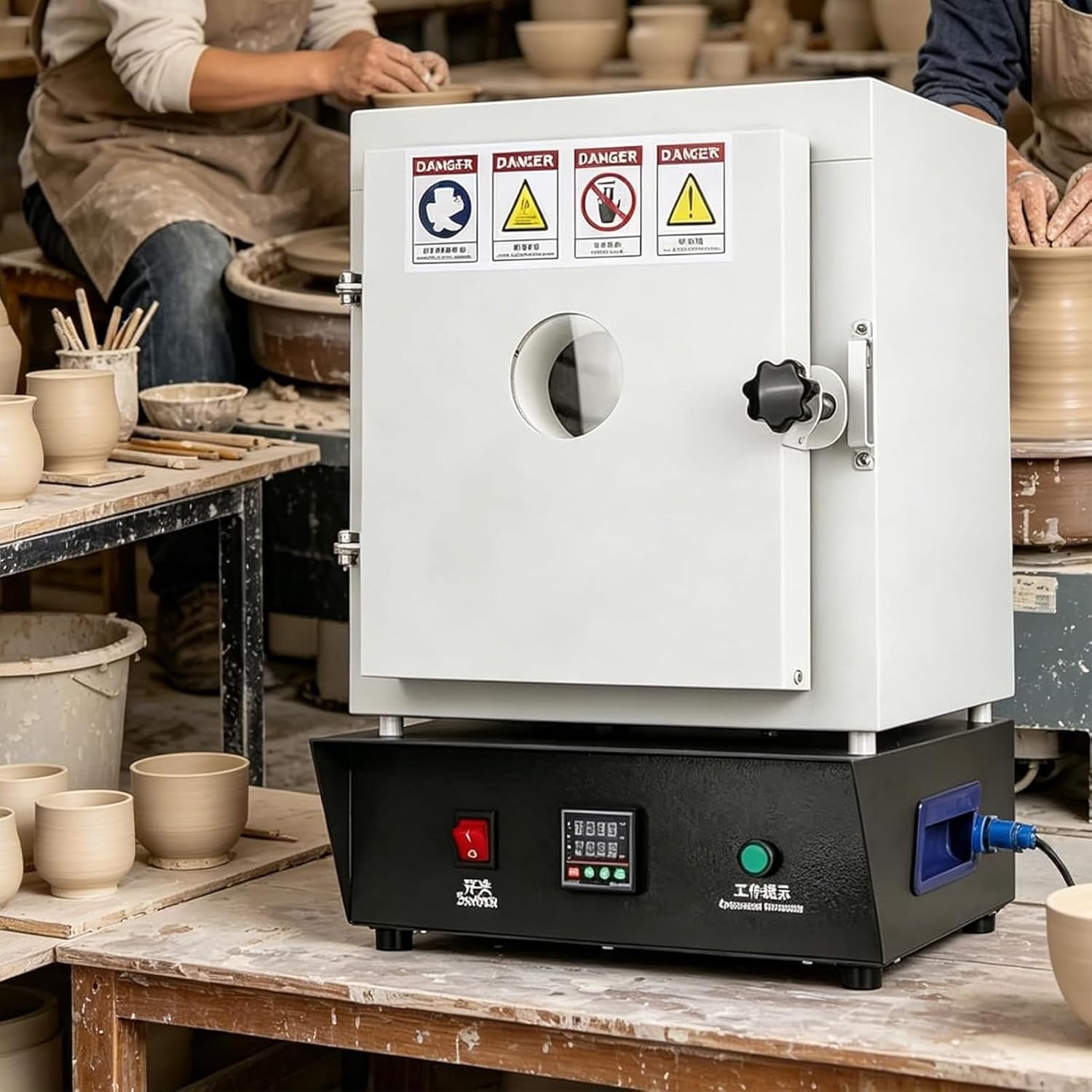 Electric Kiln for Pottery, 1500W Muffle Furnace, 2102℉/1150℃ Heat Treat Oven with Digital Controller for Jewelry Making and Ceramic DIY Projects