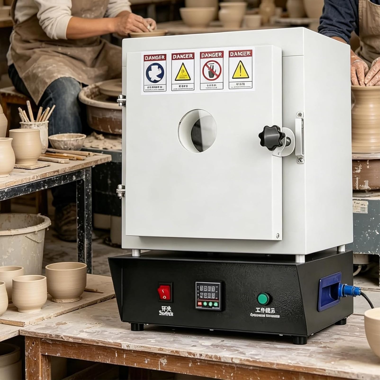 Four électrique pour la poterie, 1500W Four Muffle, 2102 ℉/1150 ℃ Four de traitement thermique avec contrôleur numérique pour la fabrication de bijoux et les projets de bricolage en céramique
