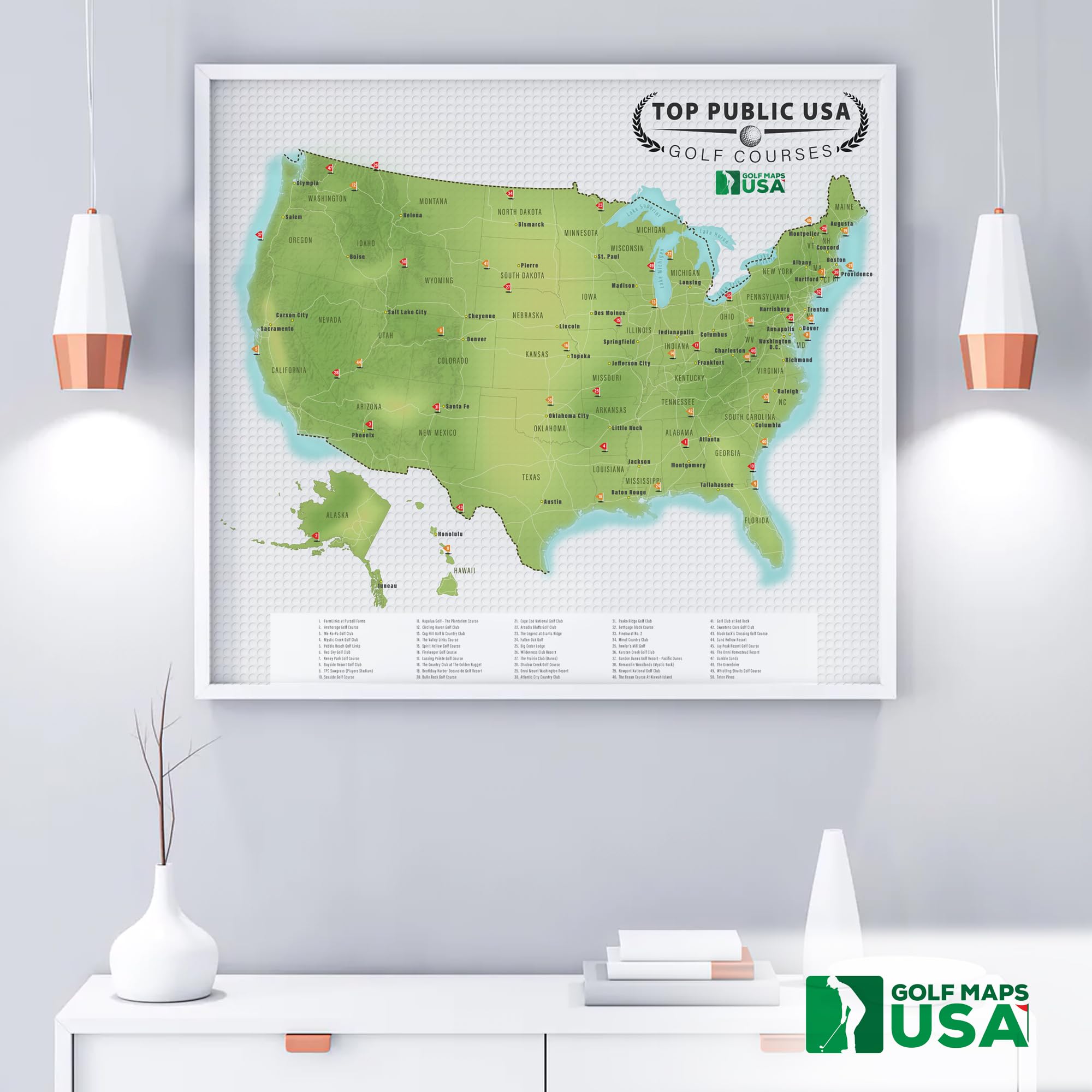 Golf Maps USA Top Public Golf Course in Each State Golf Scratch Map - Scratch-Off Golf Print with Eye-Catching Red Flags - Golfing Wall Decor - Unique Poster Gift for Golfers (Updated June 2023) - Image 7