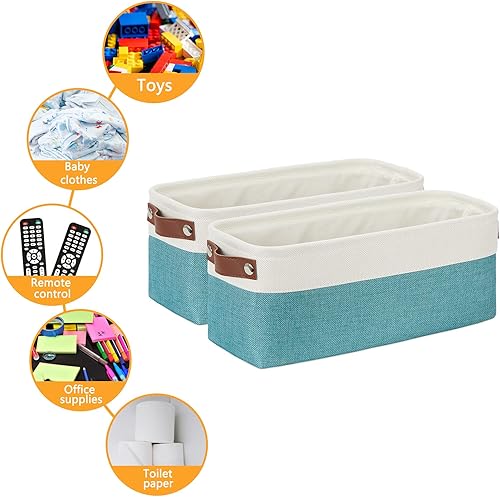 Vista 20 de DULLEMELO Canastas de almacenamiento pequeñas de 15 x 6 x 5.5 pulgadas, contenedores de almacenamiento de tela para tanque de inodoro