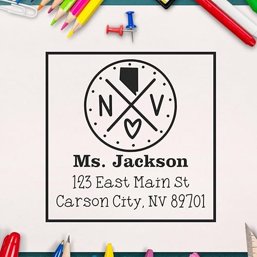 Miniatura 84 de Texas State Love - Sello de dirección cuadrado, uso con almohadilla de sellos, sello de correo de Texas, tamaño 1-5/8 pulgadas Manija