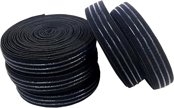 AUNHIRU Silicone Gripper Elastic for Clothing, Non-Slip Sewing Elastic Band Silicone Backed Elastic Webbing for Wig Sewing Project, 5 Yards Black-1, 20mm