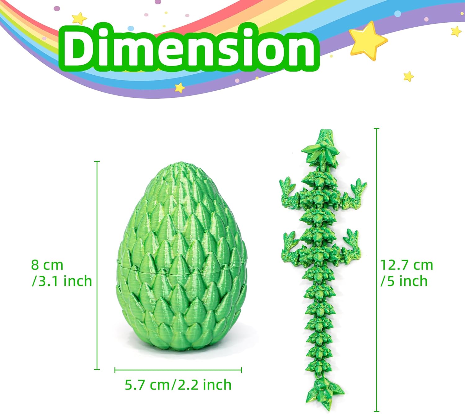 4 Pack 3D Printed Dragon in Egg - Mini 3D Eggs with Articulated Crystal Dragon Inside, Cute Fidget Toy, Birthday Gift, Desk Pet Figure, Easter Basket Essentials (4A1) - Image 2