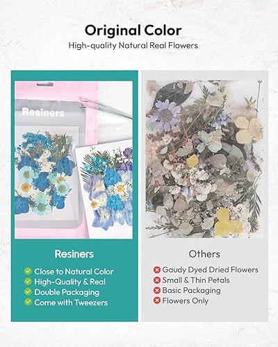 Vista 171 de Resiners - Flores secas, 100 piezas de flores prensadas para manualidades, color amarillo, flores secas naturales, kit de hojas secas
